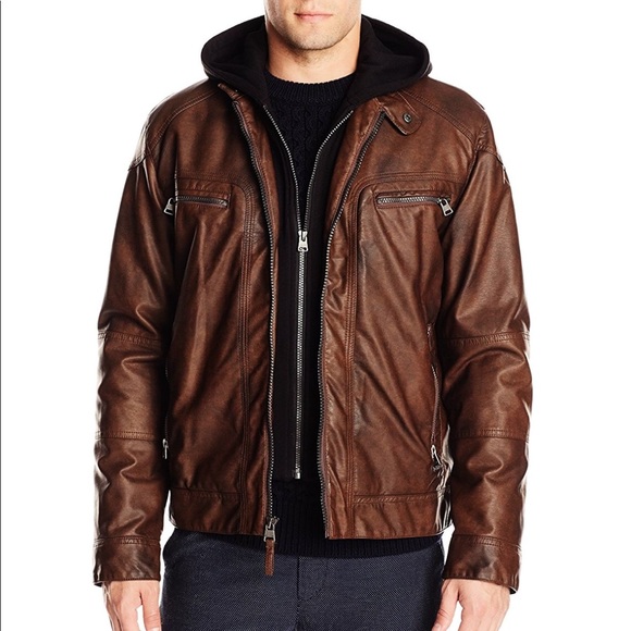 calvin klein faux leather jacket mens